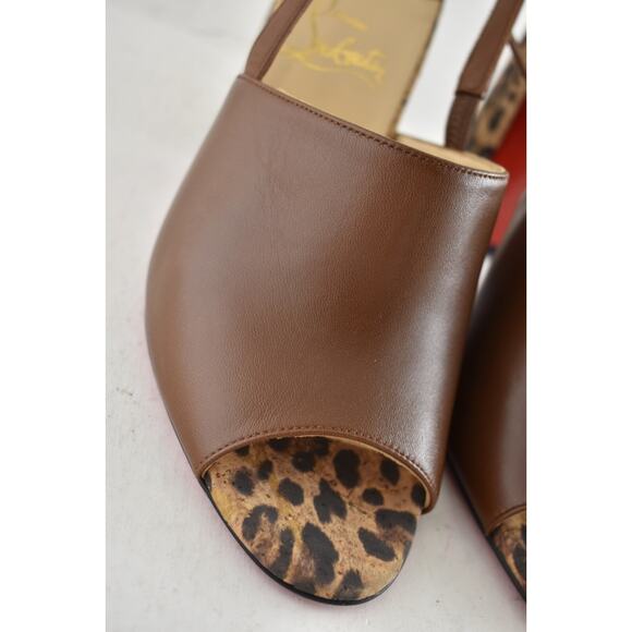 Christian Louboutin Pigasling 85 Brown Leopard Slingback Block Heel Pump 36.5 - Picture 5 of 11
